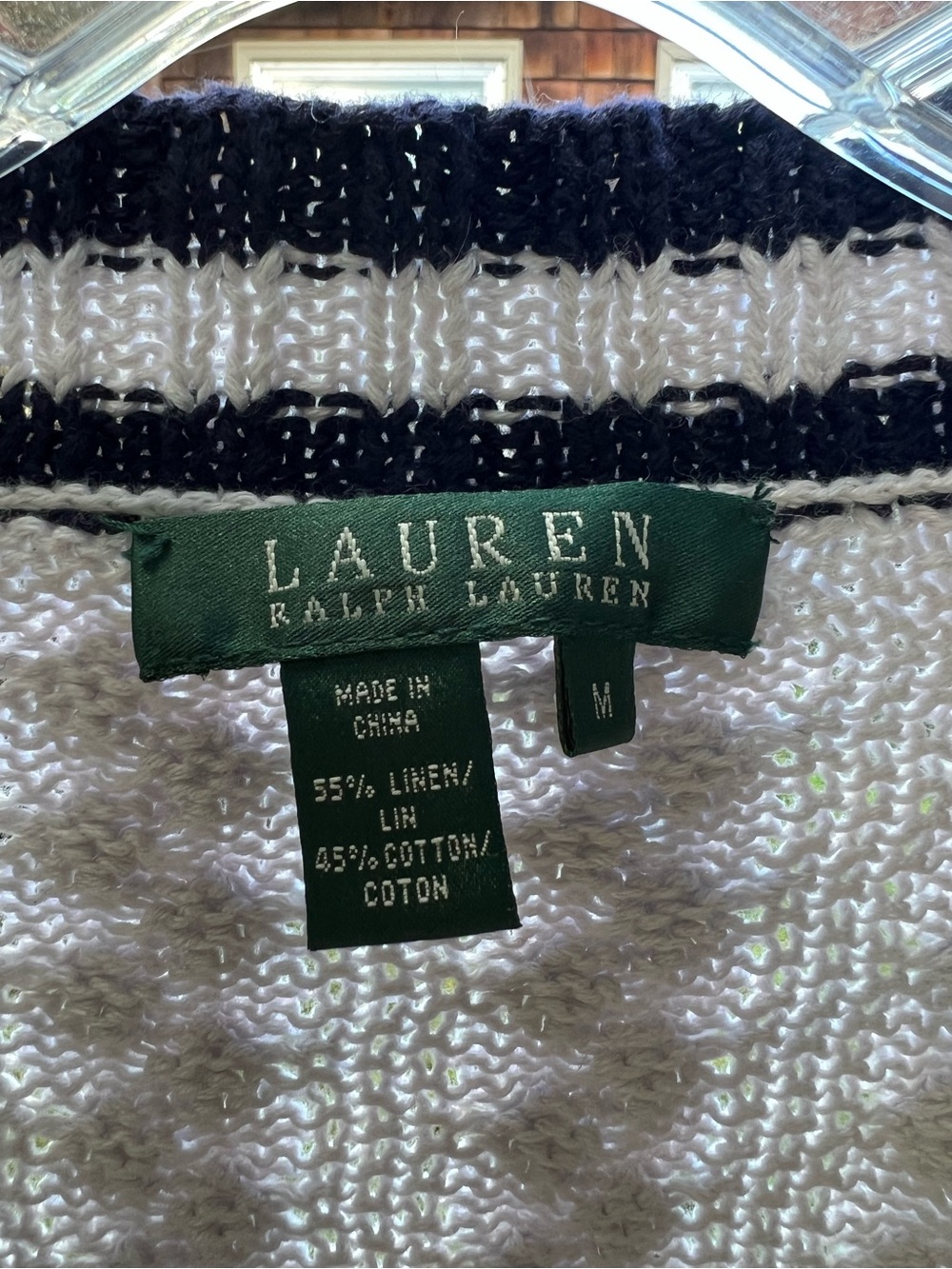 Ralph Lauren Women’s Cable-Knit Cardigan with Navy Trim - Picture 3 of 6